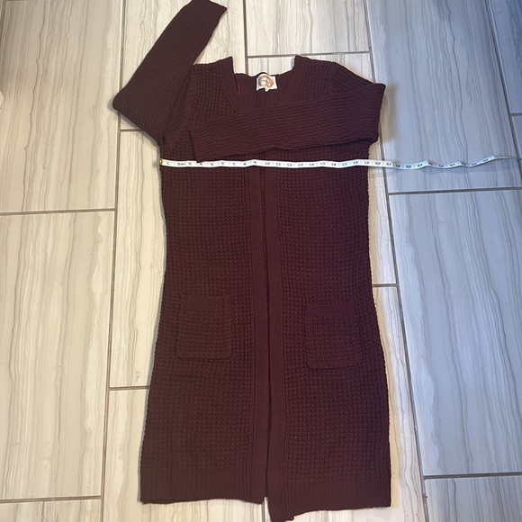 Ambiance Knit Burgundy Large Duster Long Cardigan - Picture 2 of 4